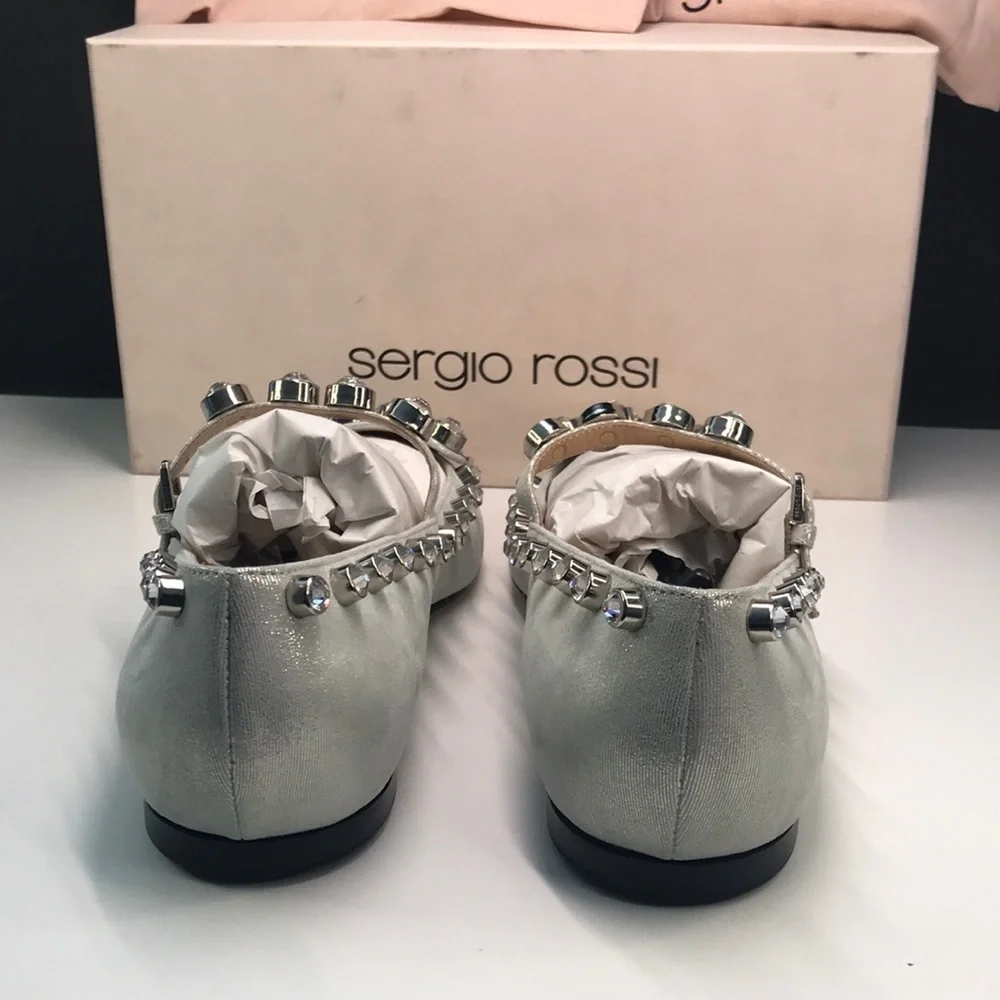Sergio Rossi Silver Embellished Women's Shoes